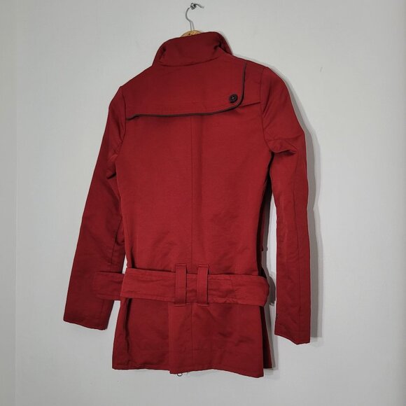 Soia & Kyo Red Cotton Blend Zip Front Casual Trench Jacket Belted Pockets XS/S - Picture 7 of 12
